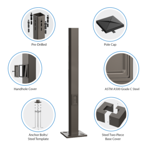 OPLv2 Series 4-inch Bronze Square Steel Pole